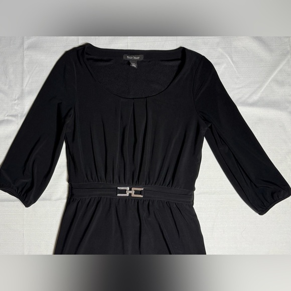 White House Black Market WHBM Women’s XS Black 3/4 Sleeve Knee Length Dress - Picture 2 of 6